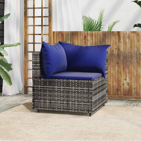 Vidaxl tuinhoekbank met kussens poly rattan grijs