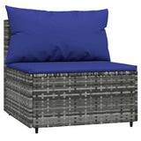 Vidaxl tuinmiddenbank met kussens poly rattan grijs