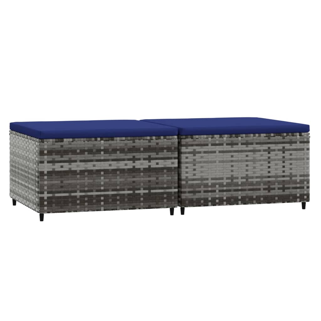 Vidaxl voetensteunen 2 st met kussens poly rattan grijs