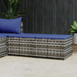 Vidaxl voetensteunen 2 st met kussens poly rattan grijs