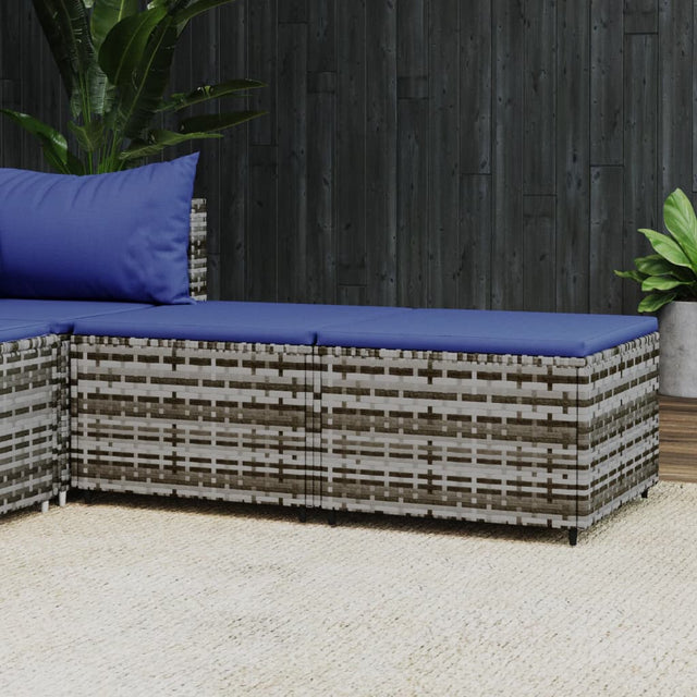 Vidaxl voetensteunen 2 st met kussens poly rattan grijs