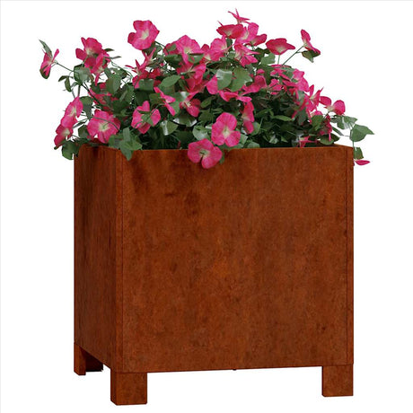 Vidaxl plantenbak met poten roestig 30x30x30 cm cortenstaal