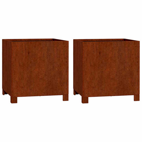 Vidaxl plantenbakken met poten 2 st roestig 40x40x40 cm cortenstaal