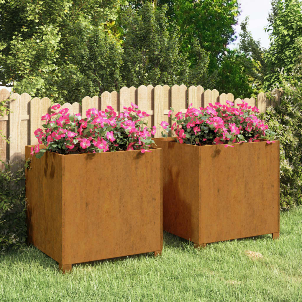 Vidaxl Planters med ben 2 St Rusty 49x47x50 cm Corten stål