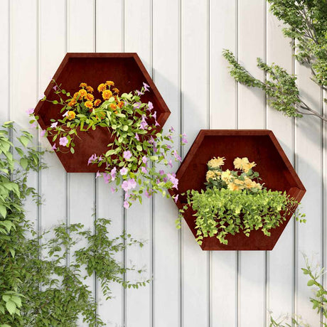 Vidaxl plantenbakken wandmontage 2 st 46x10x40 cm cortenstaal roestig