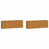 Vidaxl sadilniki stenska montaža 2 St 53x10x17 cm Corten Steel zarjavelo