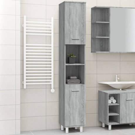 Vidaxl badkamerkast 30x30x179cm bewerkt hout grijs sonoma eikenkleurig