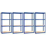 VidaXL Opbergrek 4-laags 4 st staal bewerkt hout blauw
