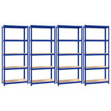 VidaXL Opbergrek 5-laags 4 st staal bewerkt hout blauw