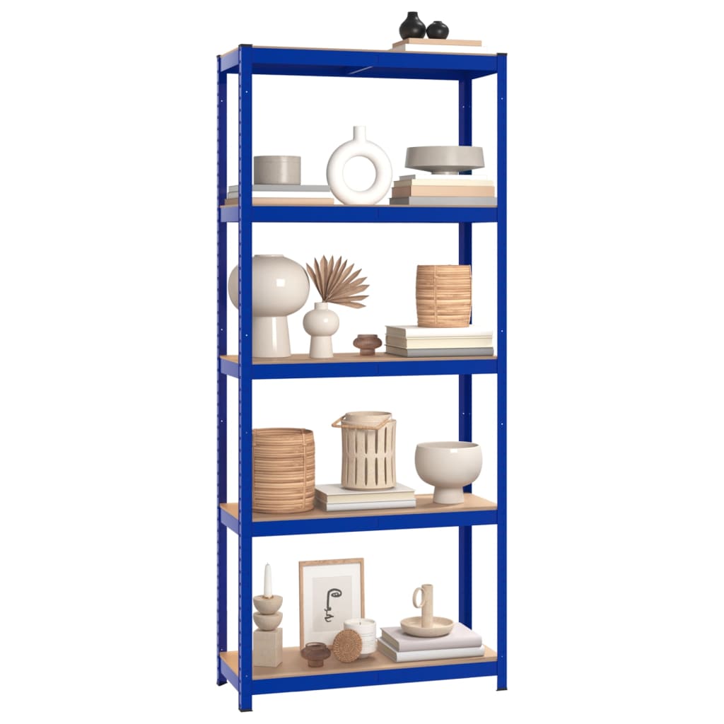 VidaXL Opbergrek 5-laags 5 st staal bewerkt hout blauw