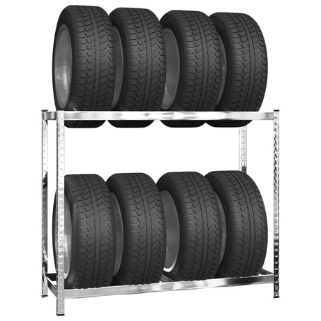 Vidaxl bandenrekken 2-laags 4 st 110x40x110 cm staal zilverkleurig