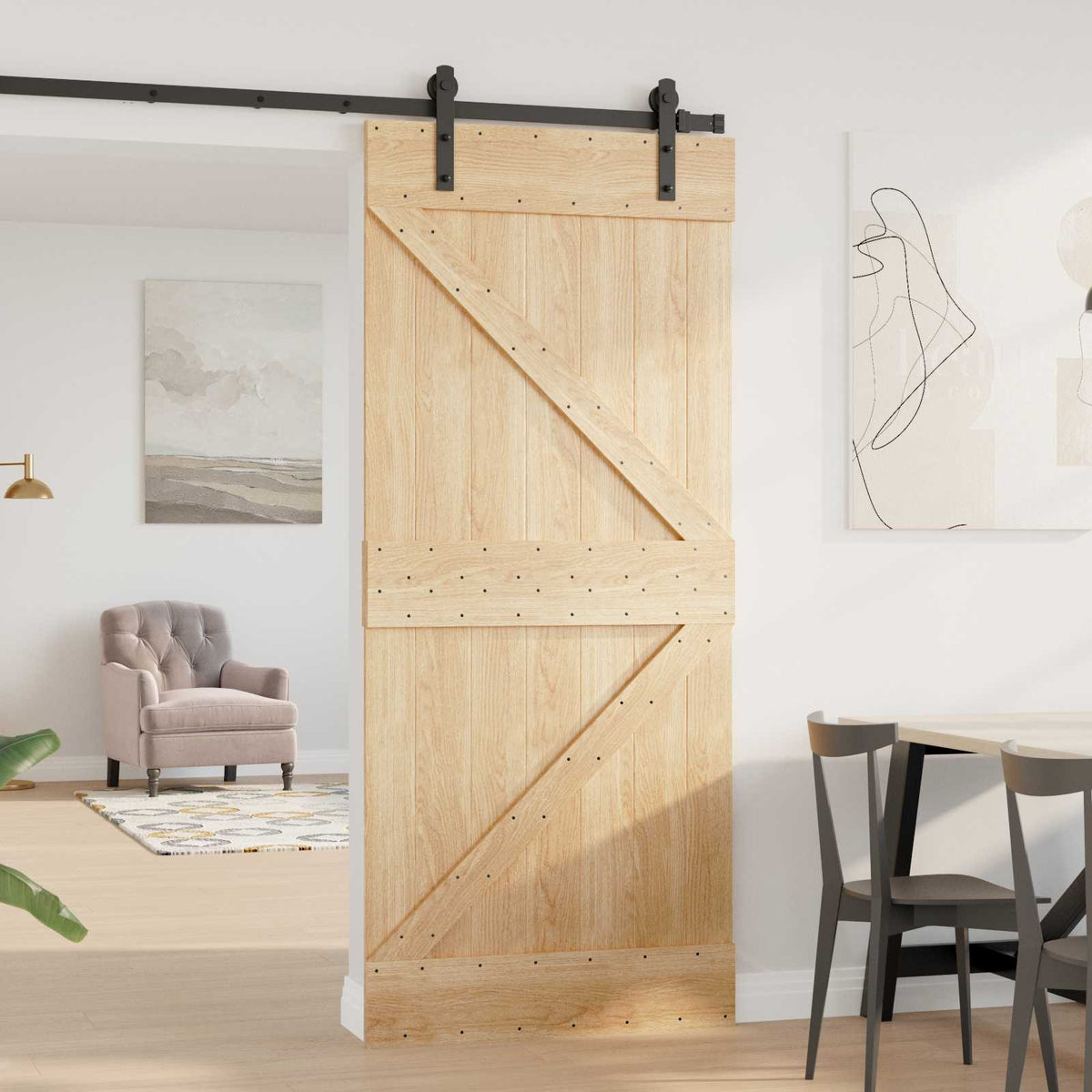 Vidaxl deur narvik 90 x 210 cm massief grenenhout (niet-behandeld)