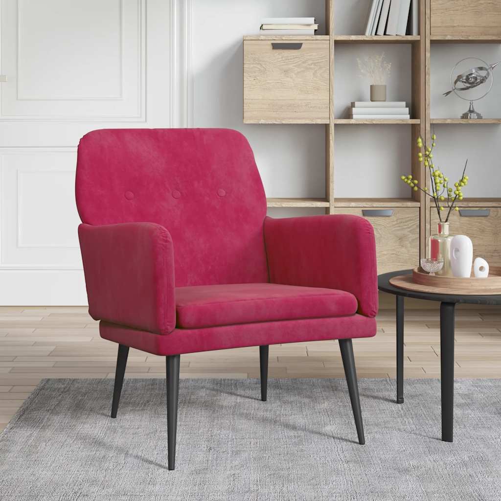 Vidaxl fauteuil 62x79x79 cm fluweel wijnrood