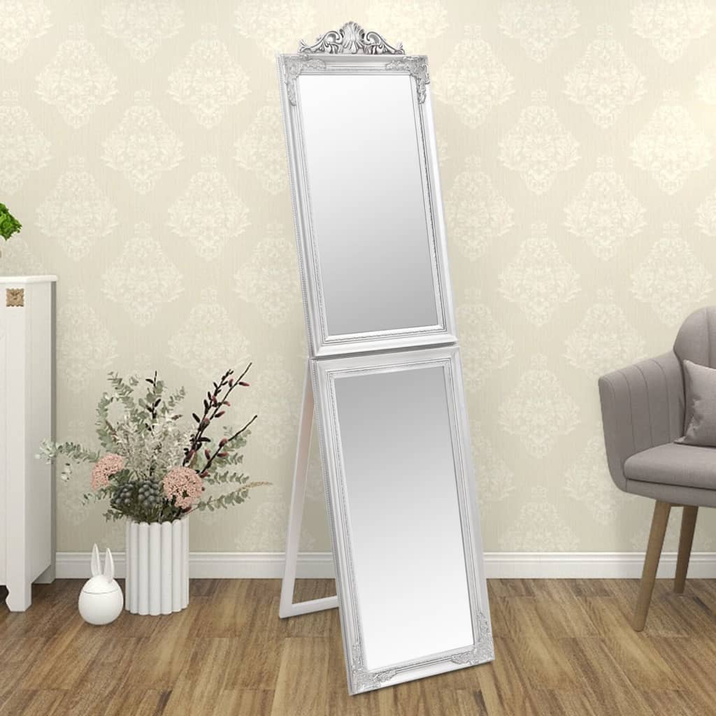 Vidaxl Mirror je odmaknil 40x160 cm belo srebrno obarvano