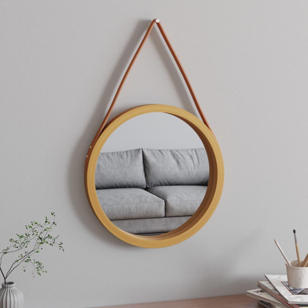 Vidaxl Wall Mirror med dæk Ø 45 cm guldfarvet