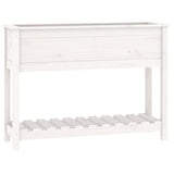 Vidaxl plantenbak met schap 111,5x34,5x81 cm massief grenenhout wit