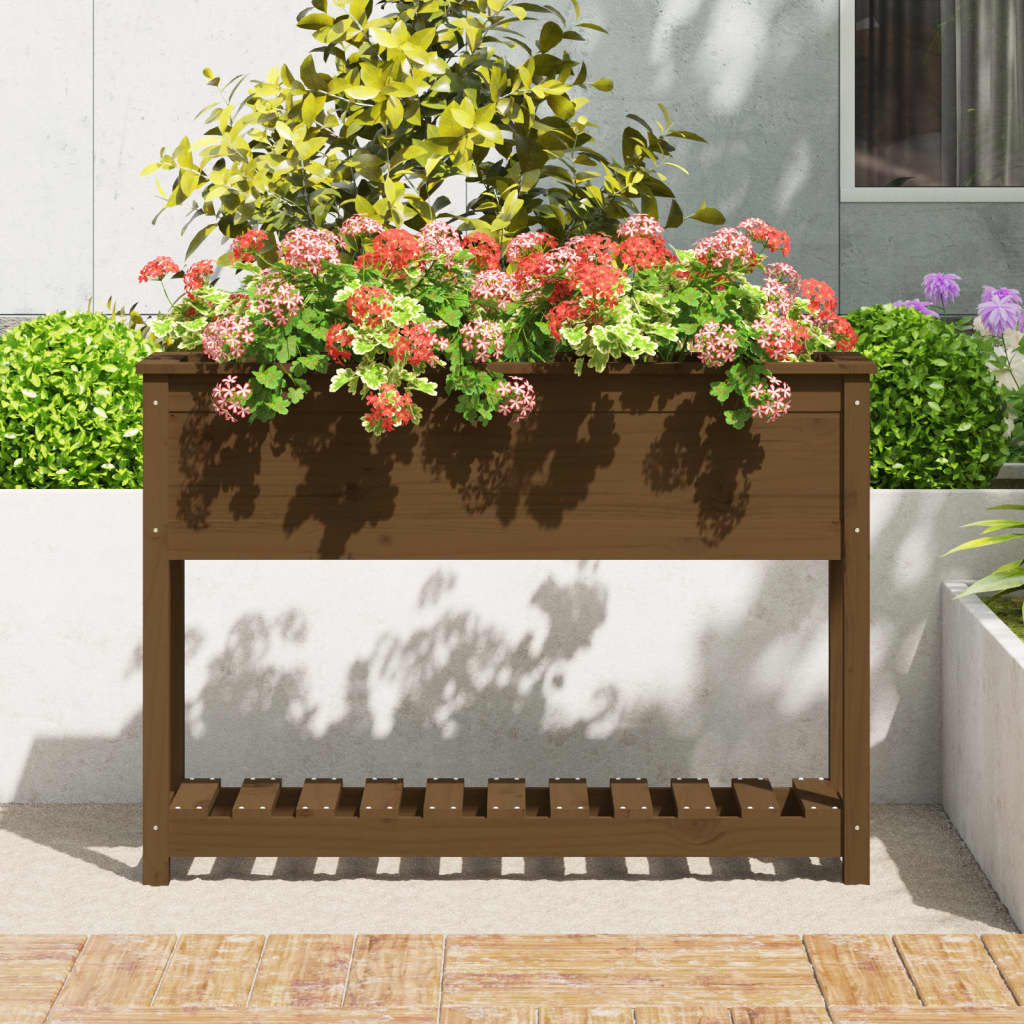 Vidaxl Planter med hyllan 111,5x34,5x81 cm tallungbrun