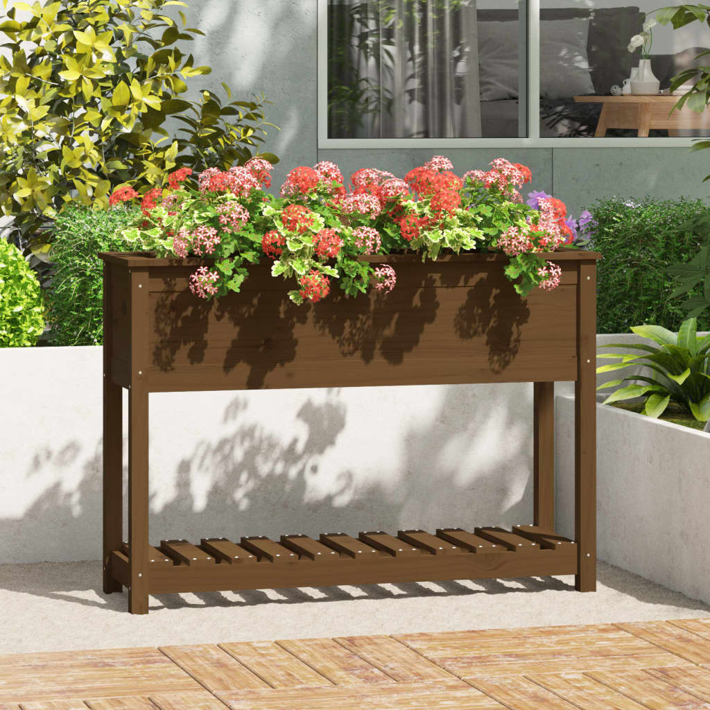 Vidaxl Planter med hyllan 111,5x34,5x81 cm tallungbrun