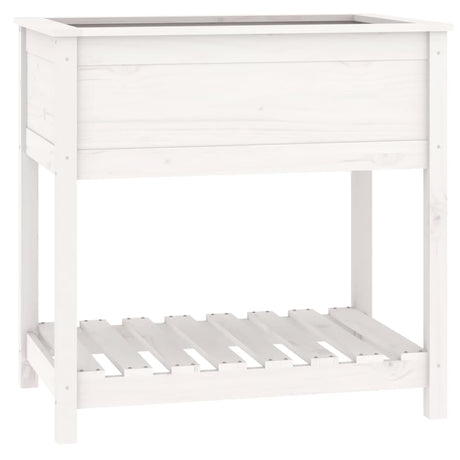 Vidaxl plantenbak met schap 82,5x54x81 cm massief grenenhout wit