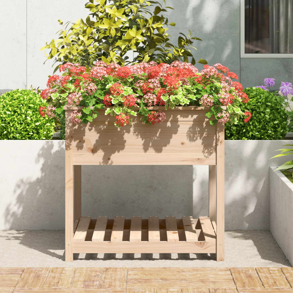 Vidaxl Planter med hylle 82.5x82.5x81 cm Solid furu