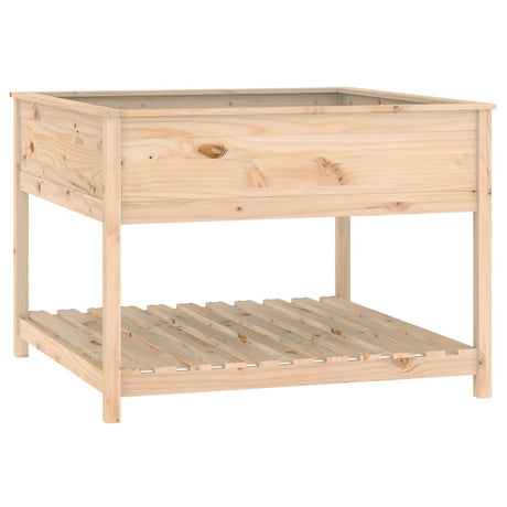 Vidaxl plantenbak met schap 111,5x111,5x81 cm massief grenenhout