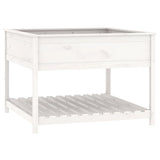 Vidaxl plantenbak met schap 111,5x111,5x81 cm massief grenenhout wit