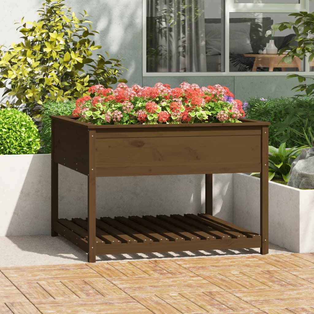 Vidaxl Planter med hylle 111.5x111.5x81 cm Pine honning brun