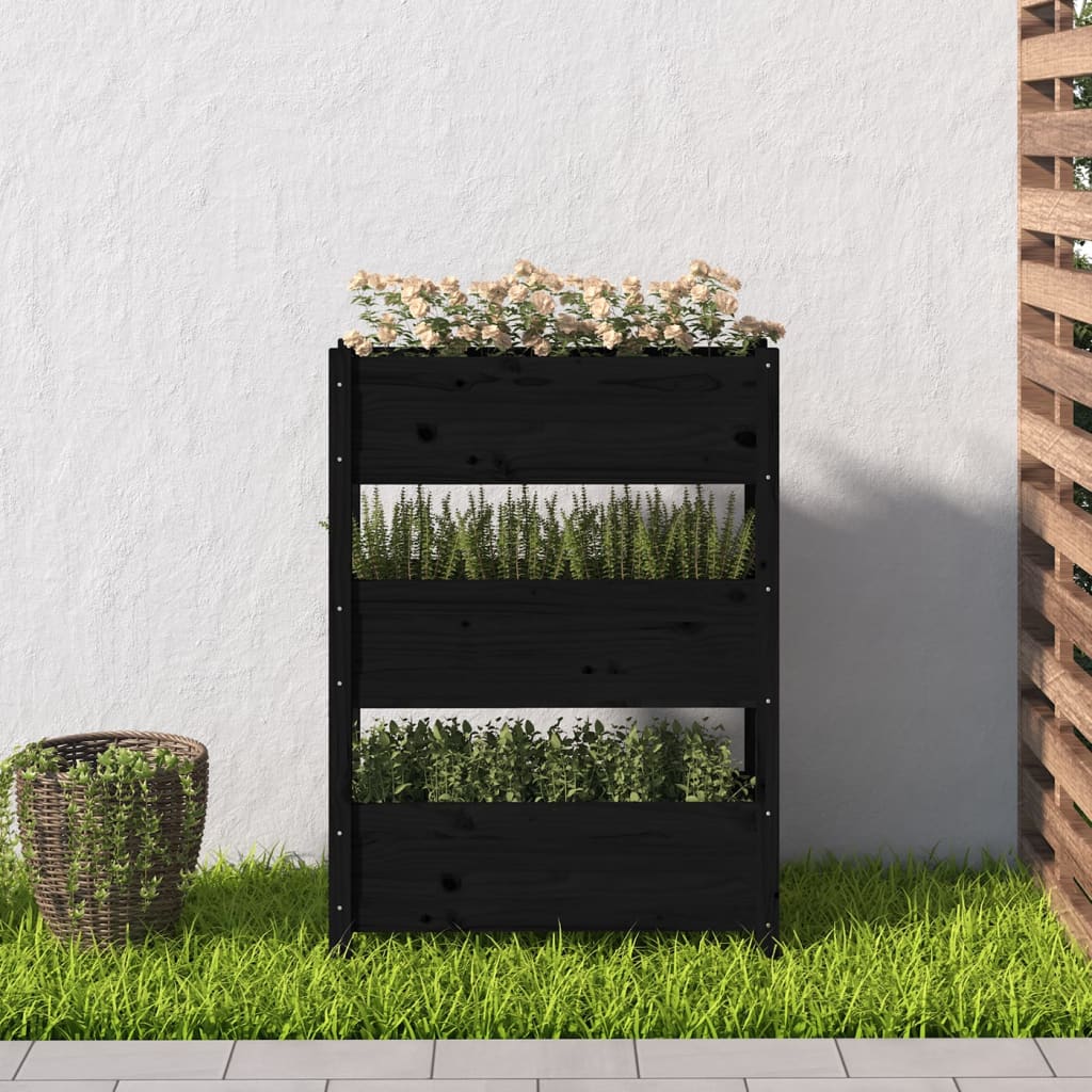 Vidaxl Planning Box 77x25x104.5 cm Pine solide noir