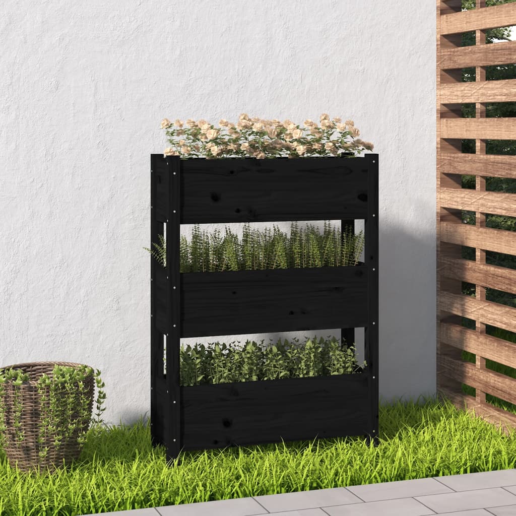 Vidaxl Planning Box 77x25x104.5 cm Pine solide noir