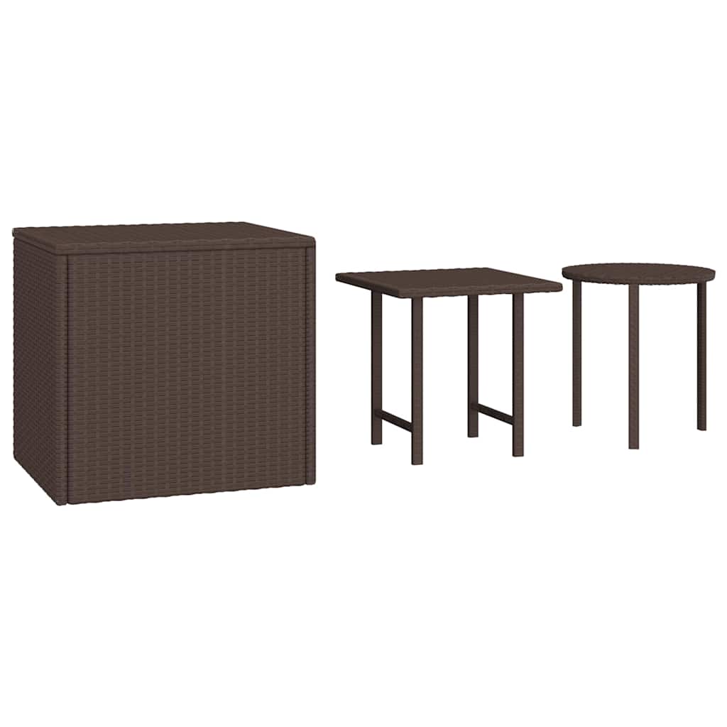 Vidaxl bijzettafels 3 st poly rattan bruin