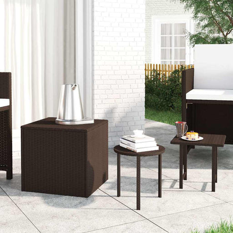 Vidaxl bijzettafels 3 st poly rattan bruin
