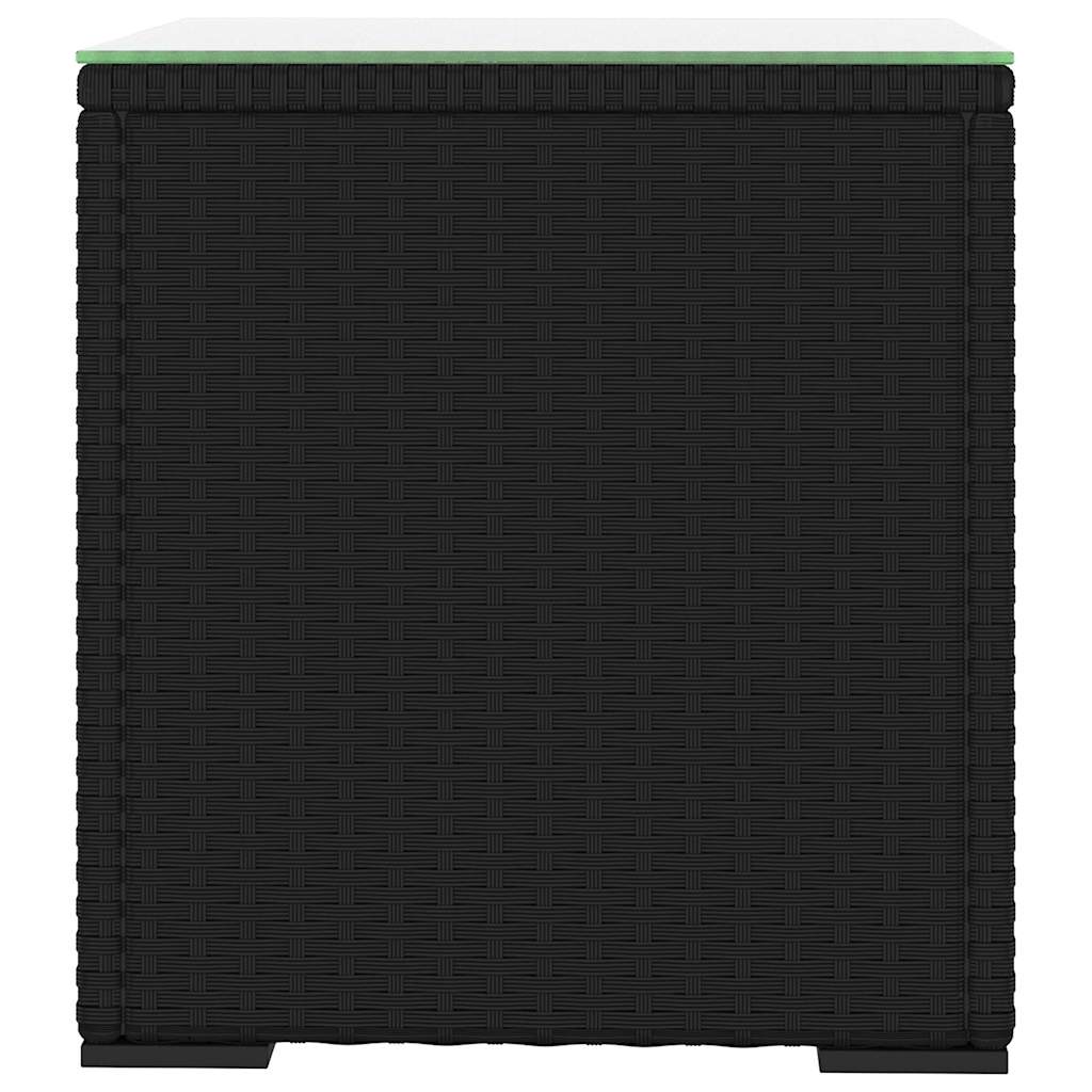Vidaxl bijzettafel 40x37x40,5 cm poly rattan en gehard glas zwart
