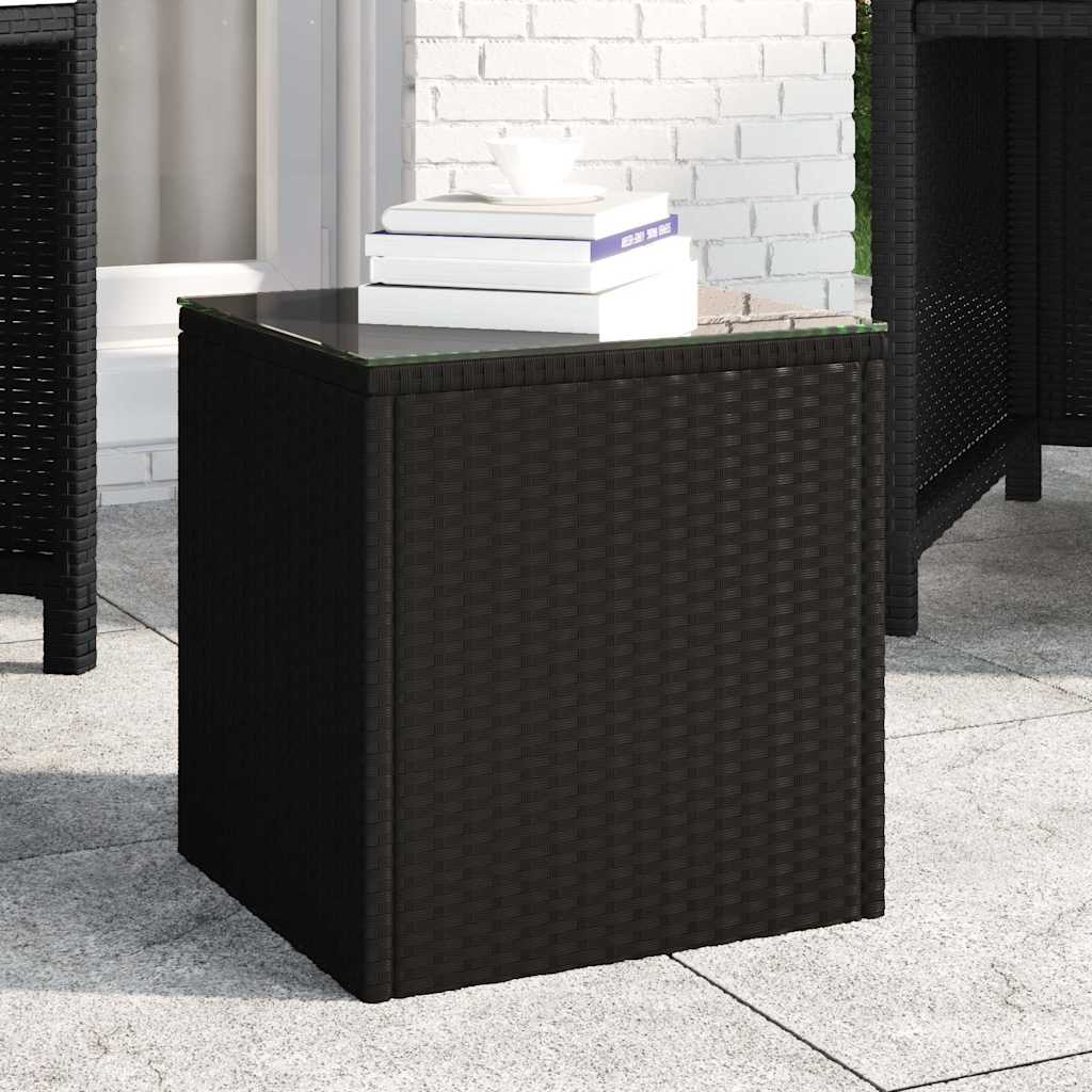 Vidaxl bijzettafel 40x37x40,5 cm poly rattan en gehard glas zwart