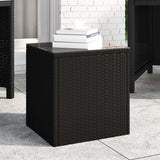 Vidaxl bijzettafel 40x37x40,5 cm poly rattan en gehard glas zwart