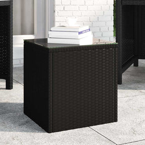 Vidaxl bijzettafel 40x37x40,5 cm poly rattan en gehard glas zwart