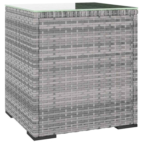 Vidaxl bijzettafel 40x37x40,5 cm poly rattan en gehard glas grijs