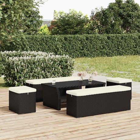 Vidaxl hocker met kussen 40x30x40 cm poly rattan zwart