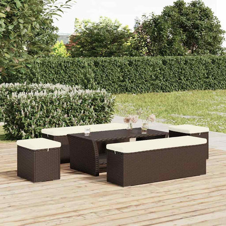 Vidaxl hockers met kussens 2 st 40x30x40 cm poly rattan bruin