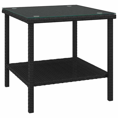 Vidaxl bijzettafel 45x45x45 cm poly rattan en gehard glas zwart