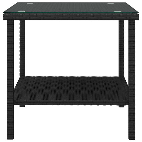 Vidaxl bijzettafel 45x45x45 cm poly rattan en gehard glas zwart