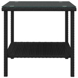Vidaxl bijzettafel 45x45x45 cm poly rattan en gehard glas zwart