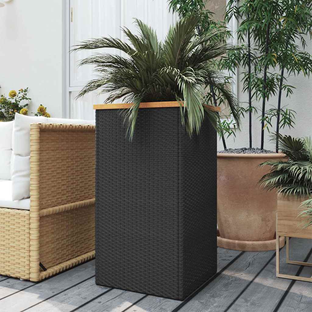 Vidaxl plantenbak 40x40x80 cm poly rattan zwart