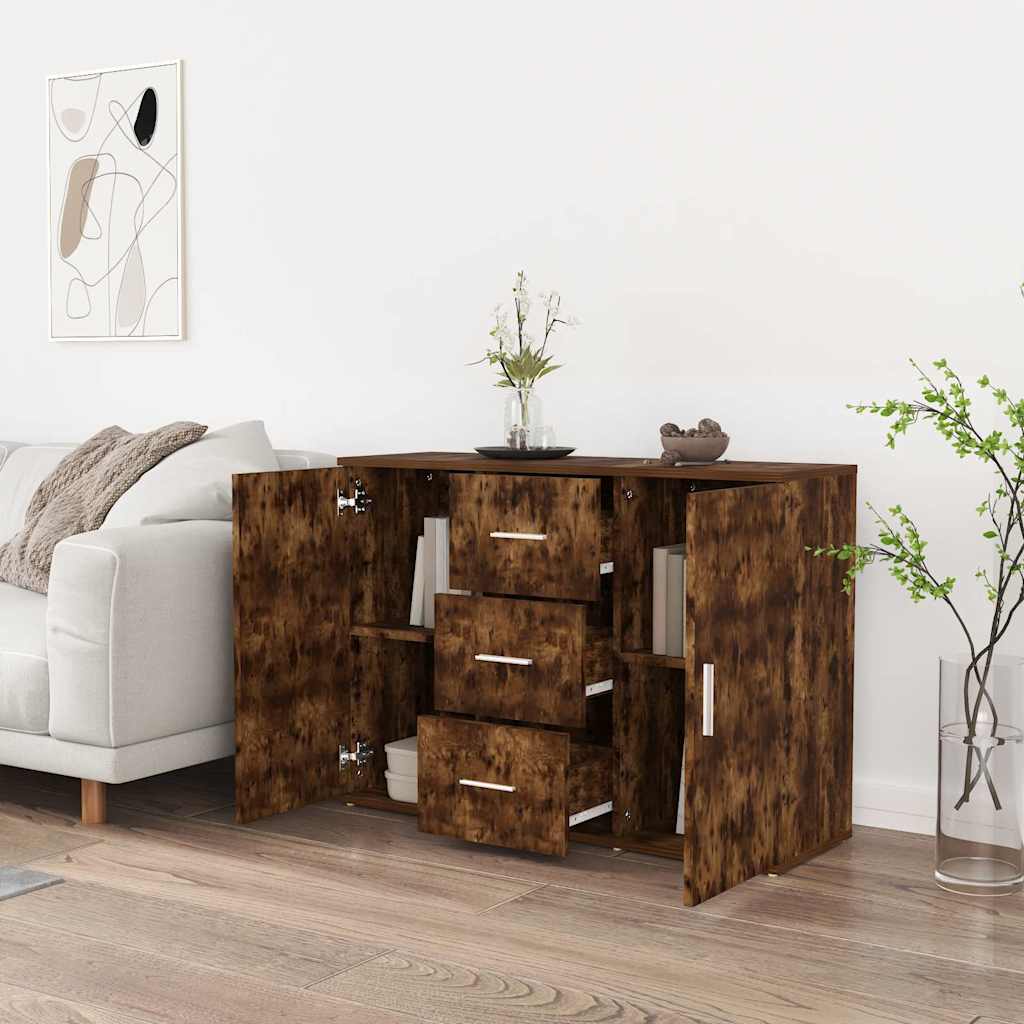 Vidaxl dressoir 91x29,5x65 cm bewerkt hout gerookt eikenkleurig