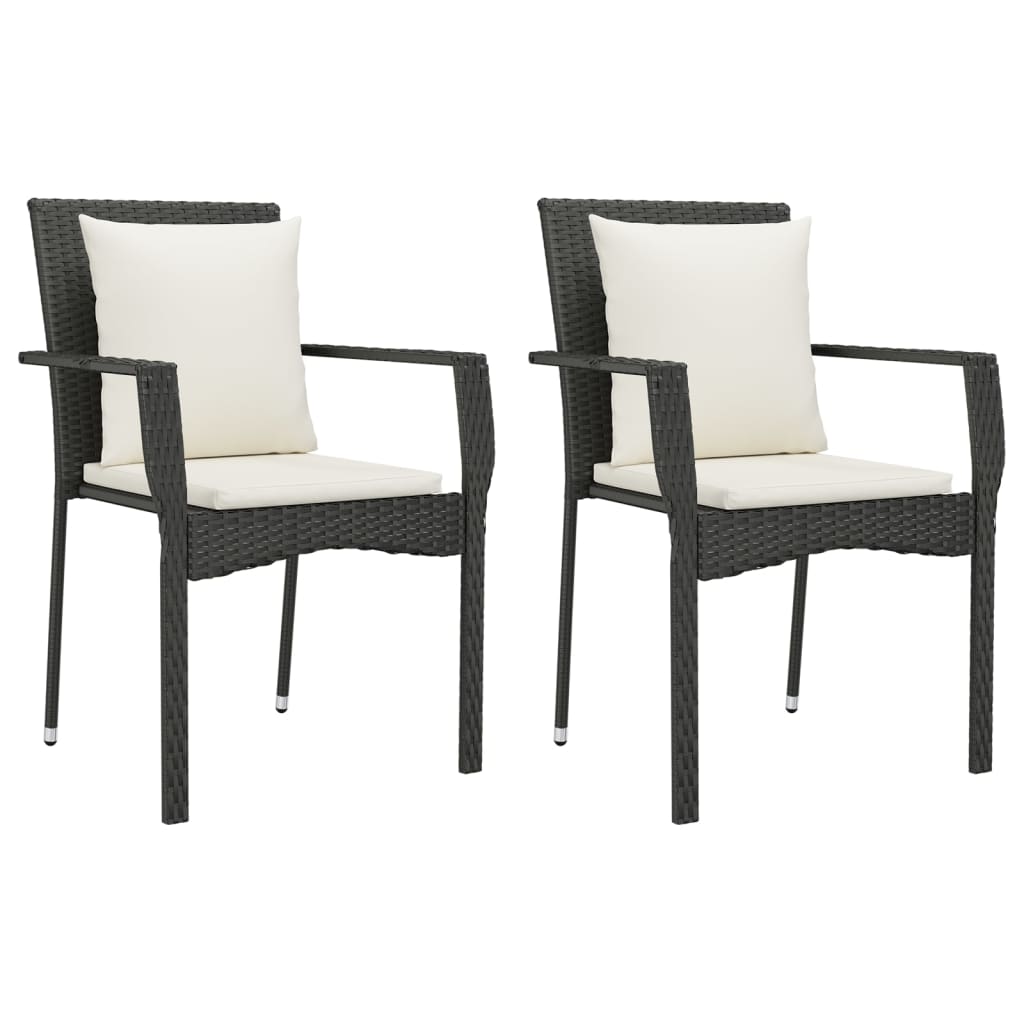 Vidaxl tuinstoelen 2 st met kussens poly rattan zwart