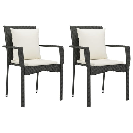 Vidaxl tuinstoelen 2 st met kussens poly rattan zwart