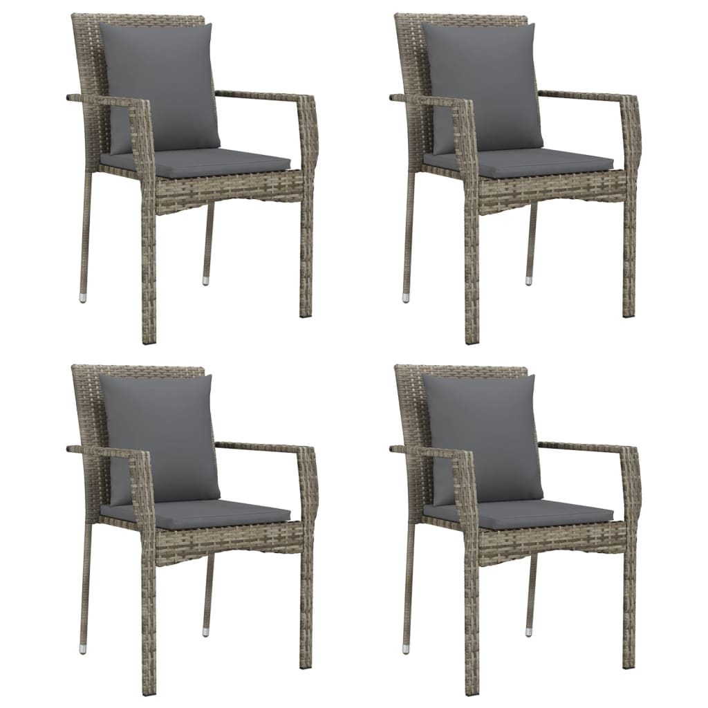 Vidaxl tuinstoelen 4 st met kussens poly rattan grijs