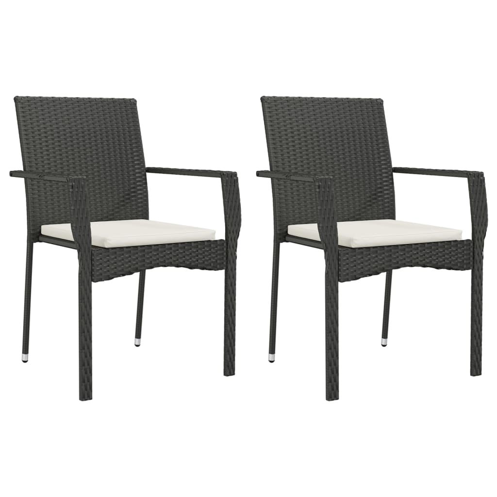 Vidaxl tuinstoelen 2 st met kussens poly rattan zwart