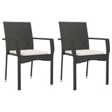 Vidaxl tuinstoelen 2 st met kussens poly rattan zwart