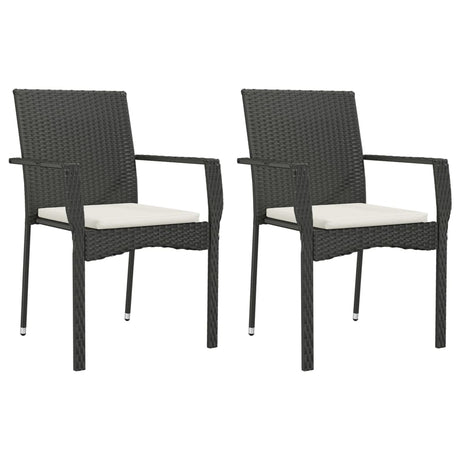 Vidaxl tuinstoelen 2 st met kussens poly rattan zwart