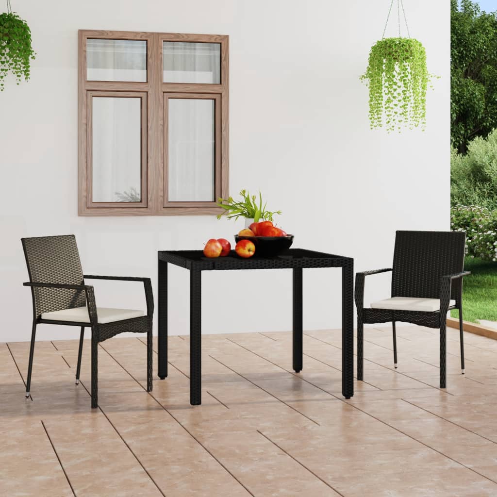 Vidaxl tuinstoelen 2 st met kussens poly rattan zwart